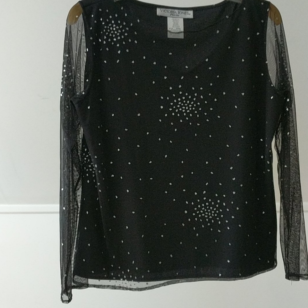 Sparkle top with veiled sleeve S petite L